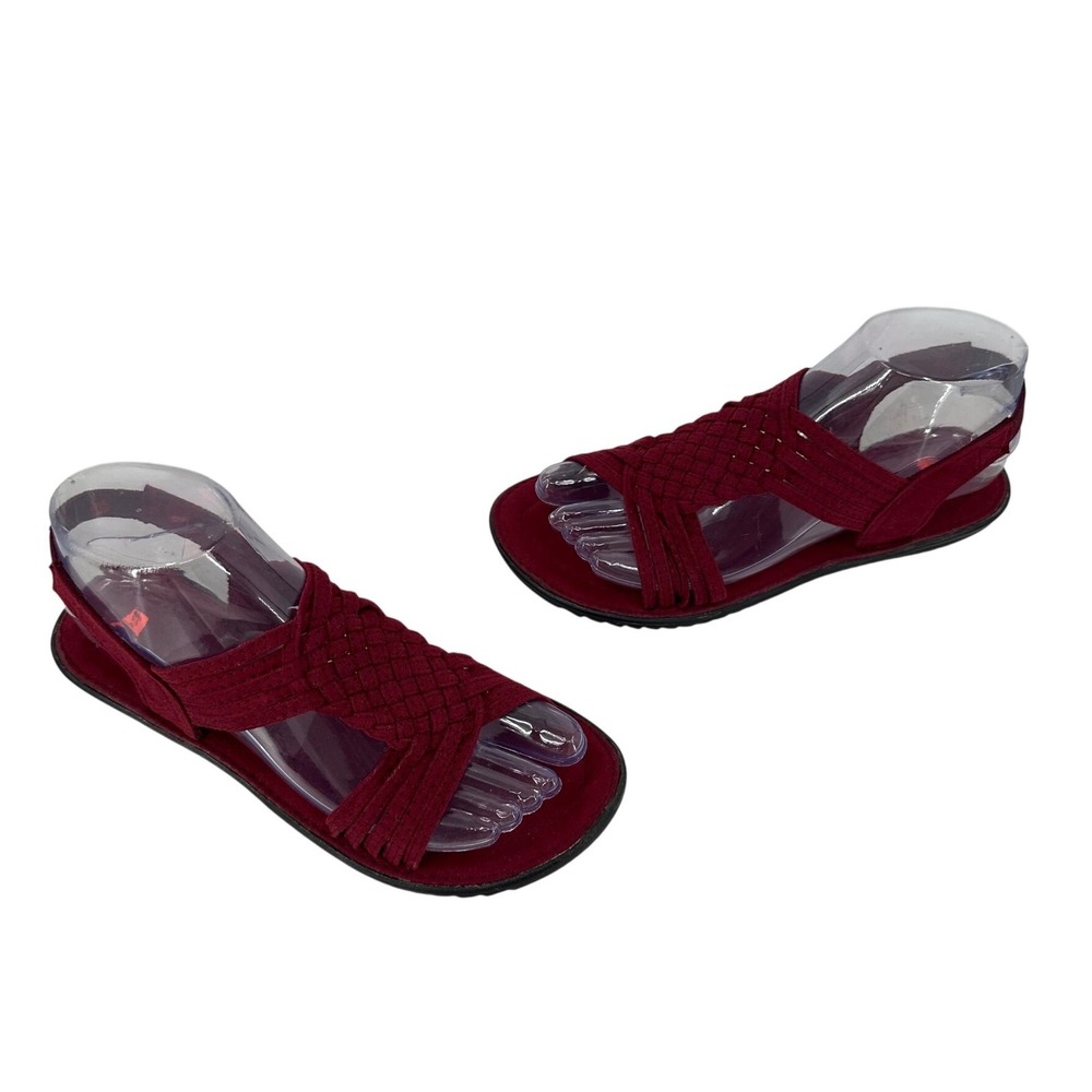 Huaraches Burgundy Hand Woven Strappy Slingback Flat‎ Sandals Maroon 7.5 Mexio